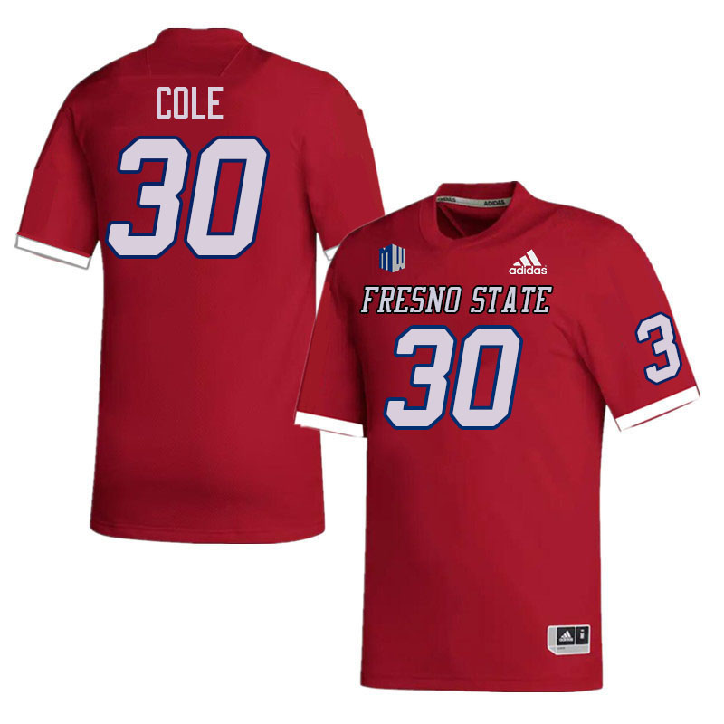 Men #30 Camrin Cole Fresno State Bulldogs College Football Jerseys Stitched-Red